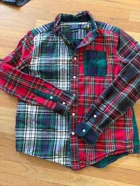 Polo by Ralph Lauren Red & Green Plaid Patchwork Button-Down Shirt